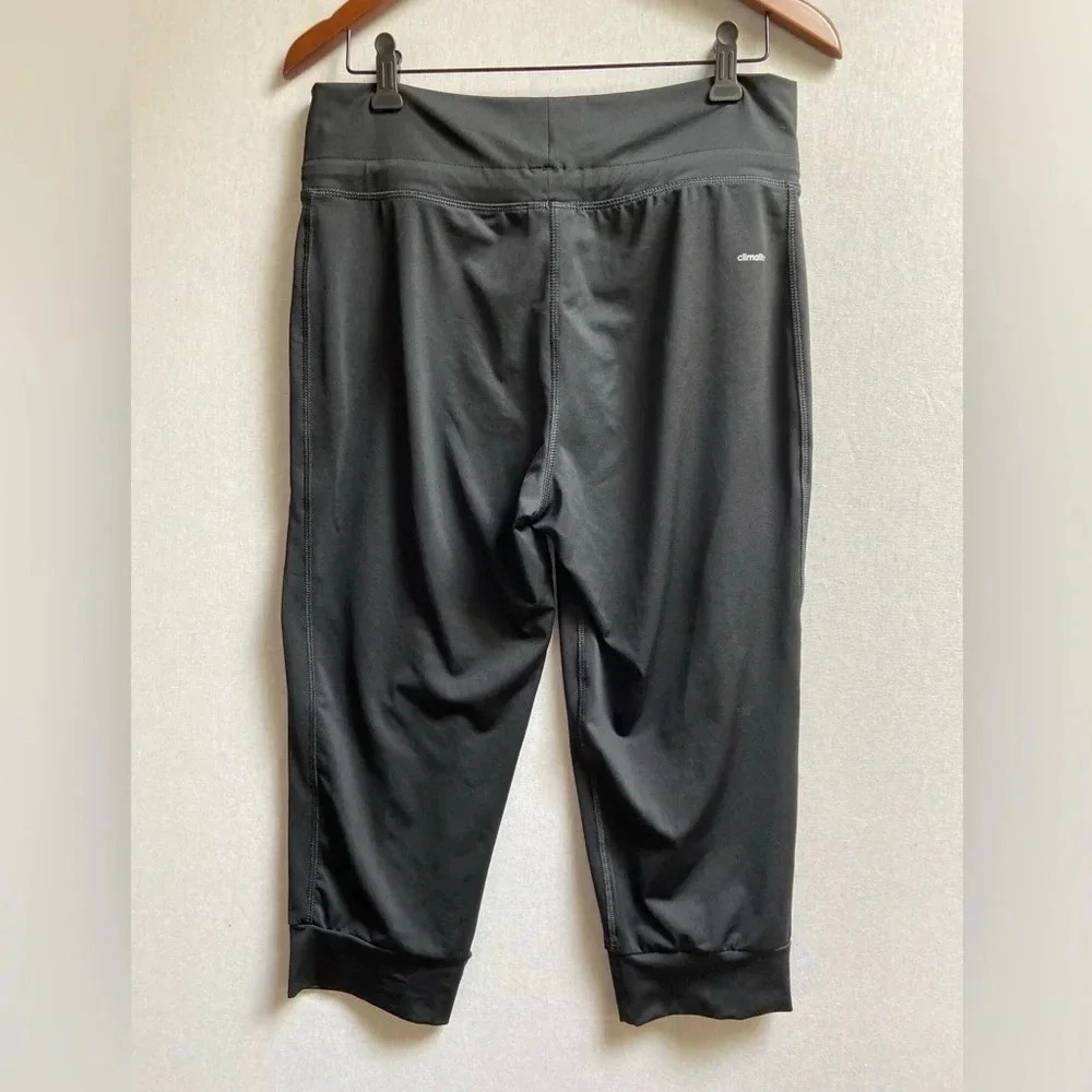 Adidas High Waisted Cropped Joggers Black & Pink Sz S
